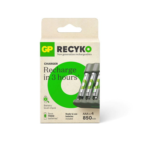 GP RECYKO B441 Batterij Oplader met 4 oplaadbare AAA-batterijen 850mAh