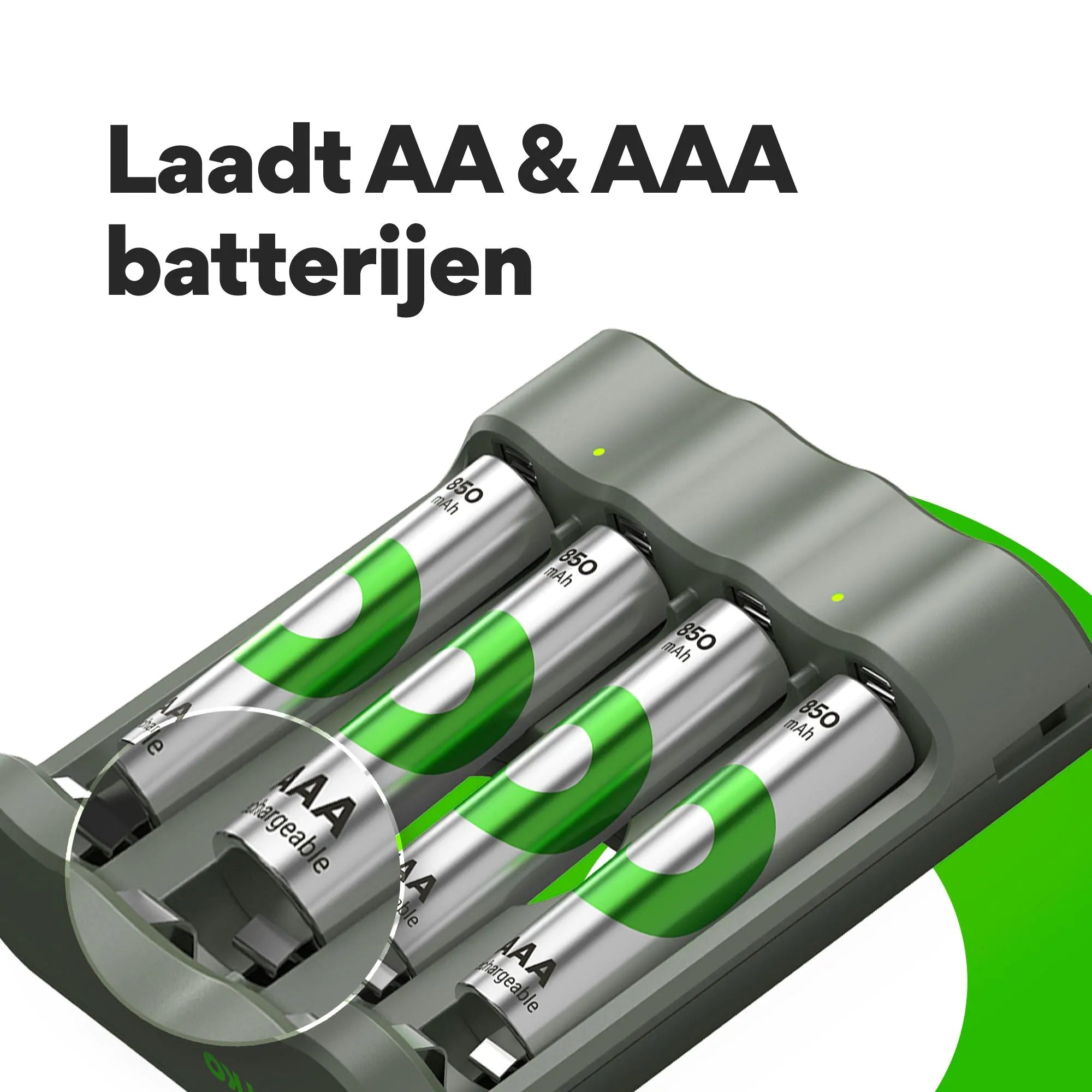 GP RECYKO B441 Batterij Oplader met 4 oplaadbare AAA-batterijen 850mAh