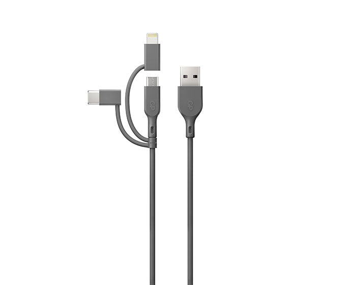 GP 1 metre 3-in-1 USB-A to Lightning, USB-C & Micro-USB Charge & Sync Cable CY1N